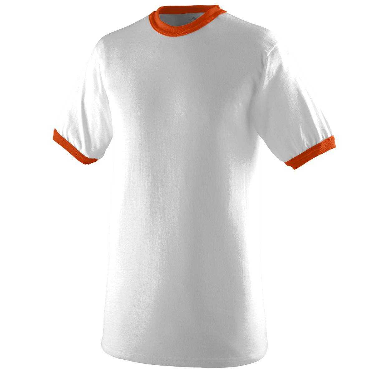 Augusta 710 Ringer T-Shirt - White Orange - HIT a Double