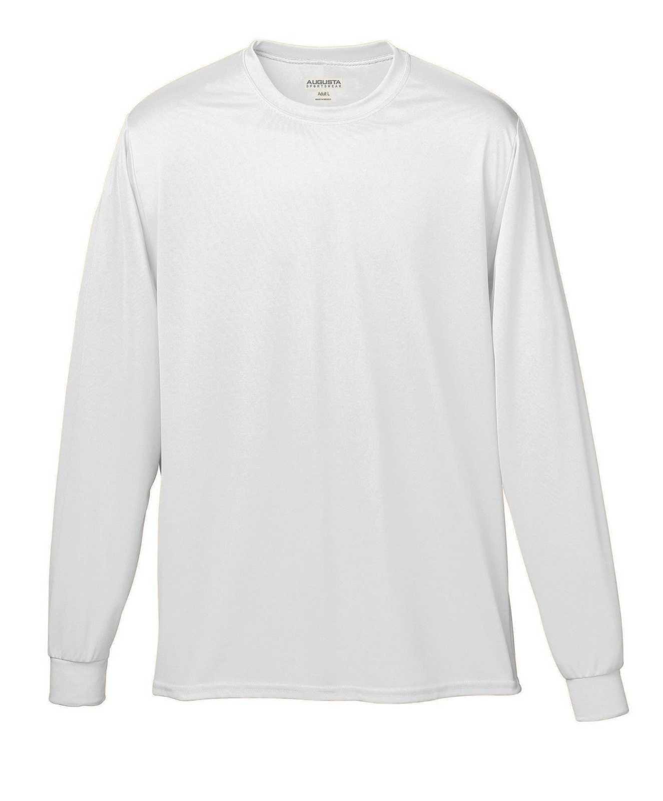 Augusta 788 Wicking Long Sleeve T-Shirt - White - HIT a Double