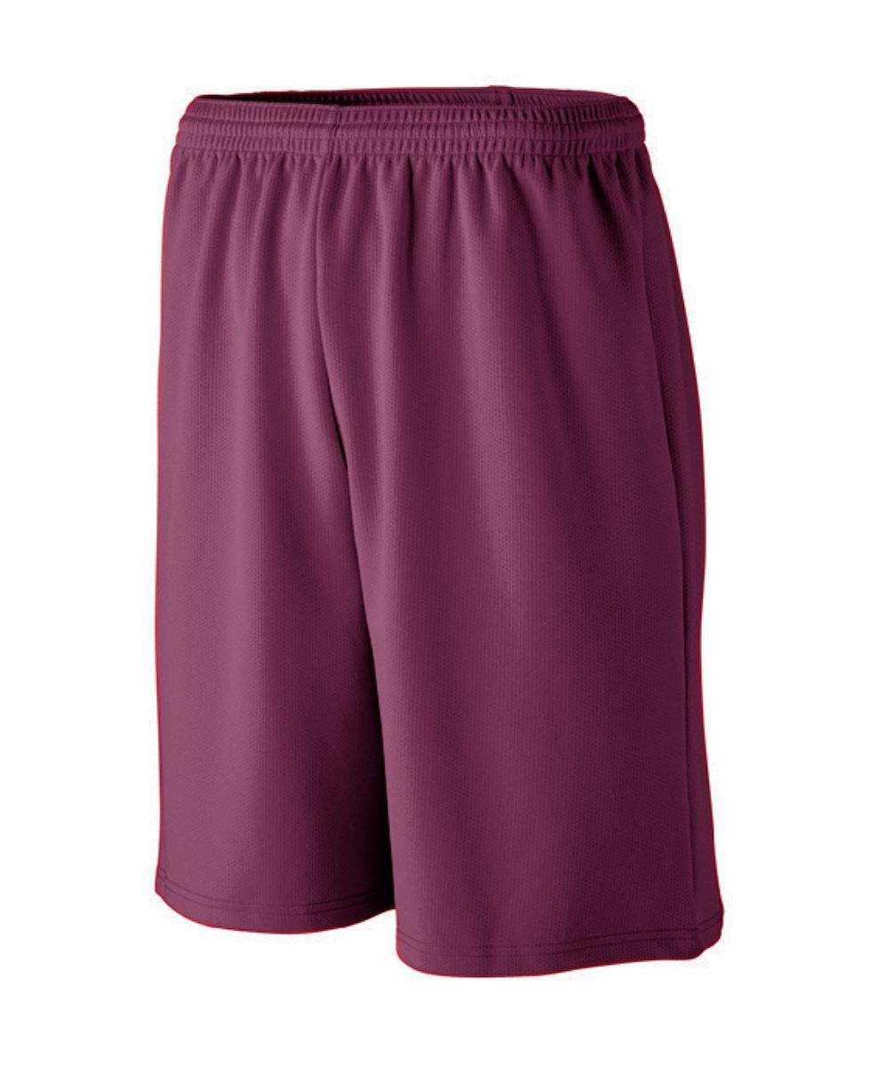 Augusta 802 Longer Length Wicking Mesh Athletic Short - Maroon - HIT a Double