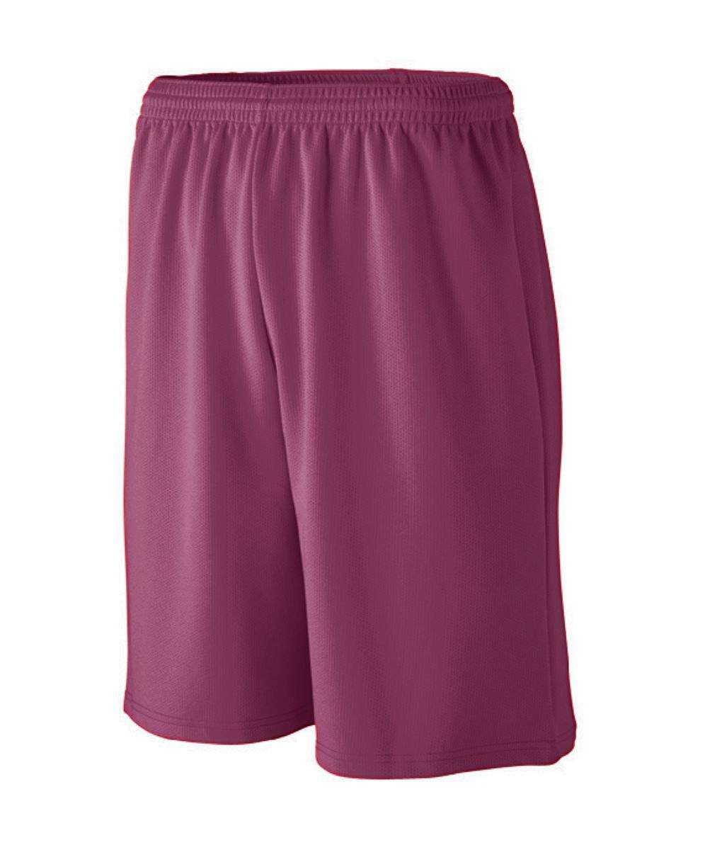 Augusta 809 Longer Length Wicking Mesh Athletic Short - Youth - Maroon - HIT a Double