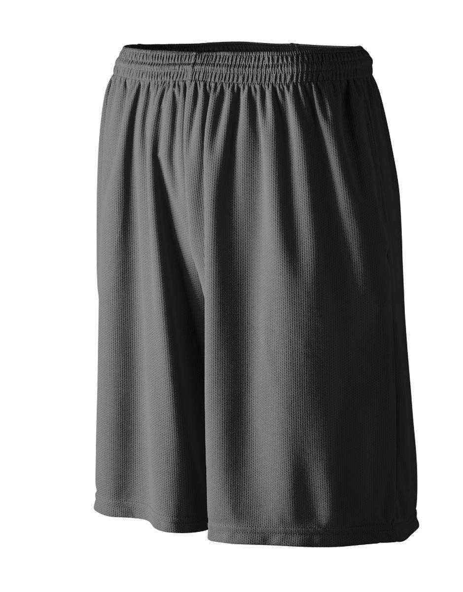 Augusta 814 Longer Length Wicking Short W/ Pockets - Youth - Black - HIT a Double