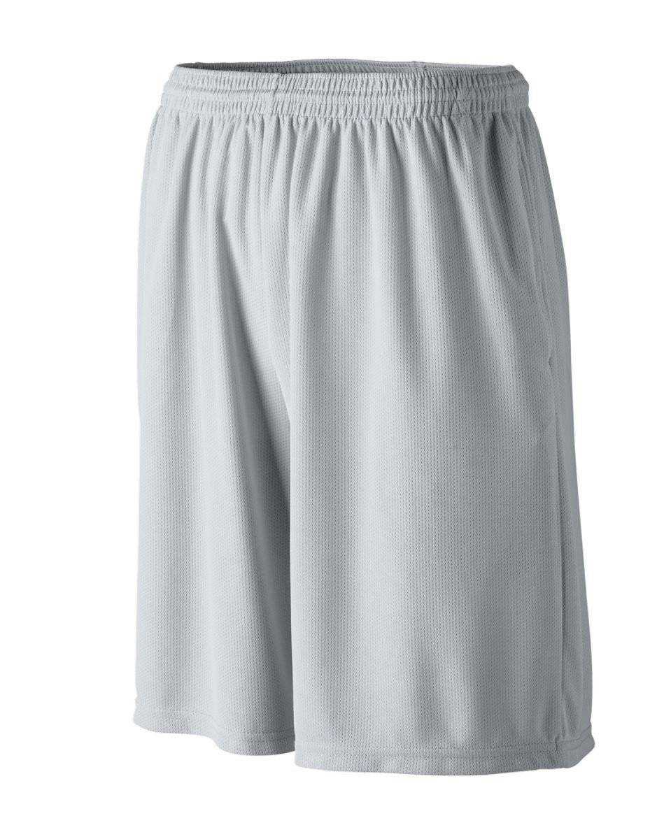 Augusta 814 Longer Length Wicking Short W/ Pockets - Youth - Lt Gy Gy - HIT a Double