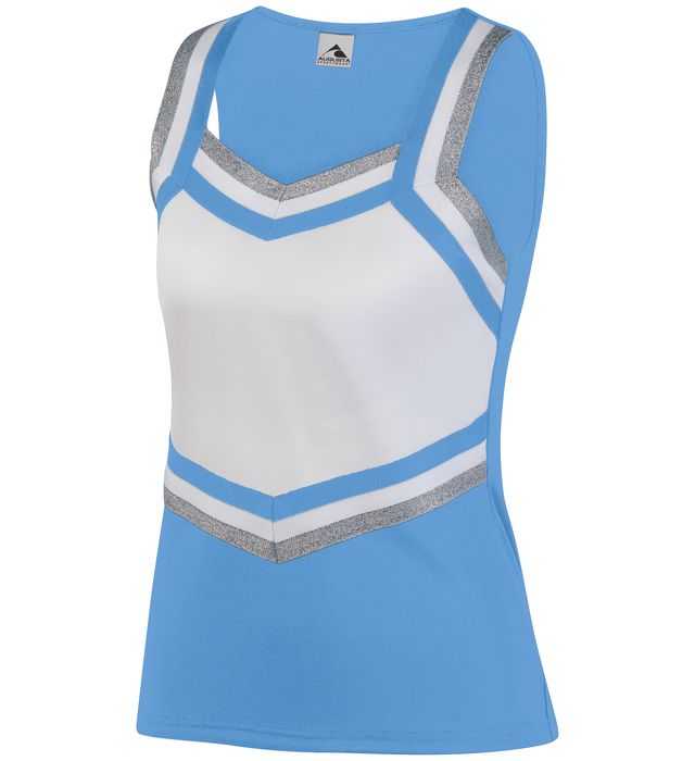 Augusta 9141 Girl&#39;s Pike Shell - Columbia Blue White Metallic Silver - HIT a Double