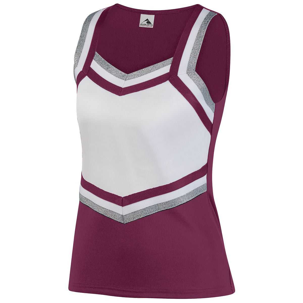 Augusta 9141 Girl&#39;s Pike Shell - Maroon White Metallic Silver - HIT a Double