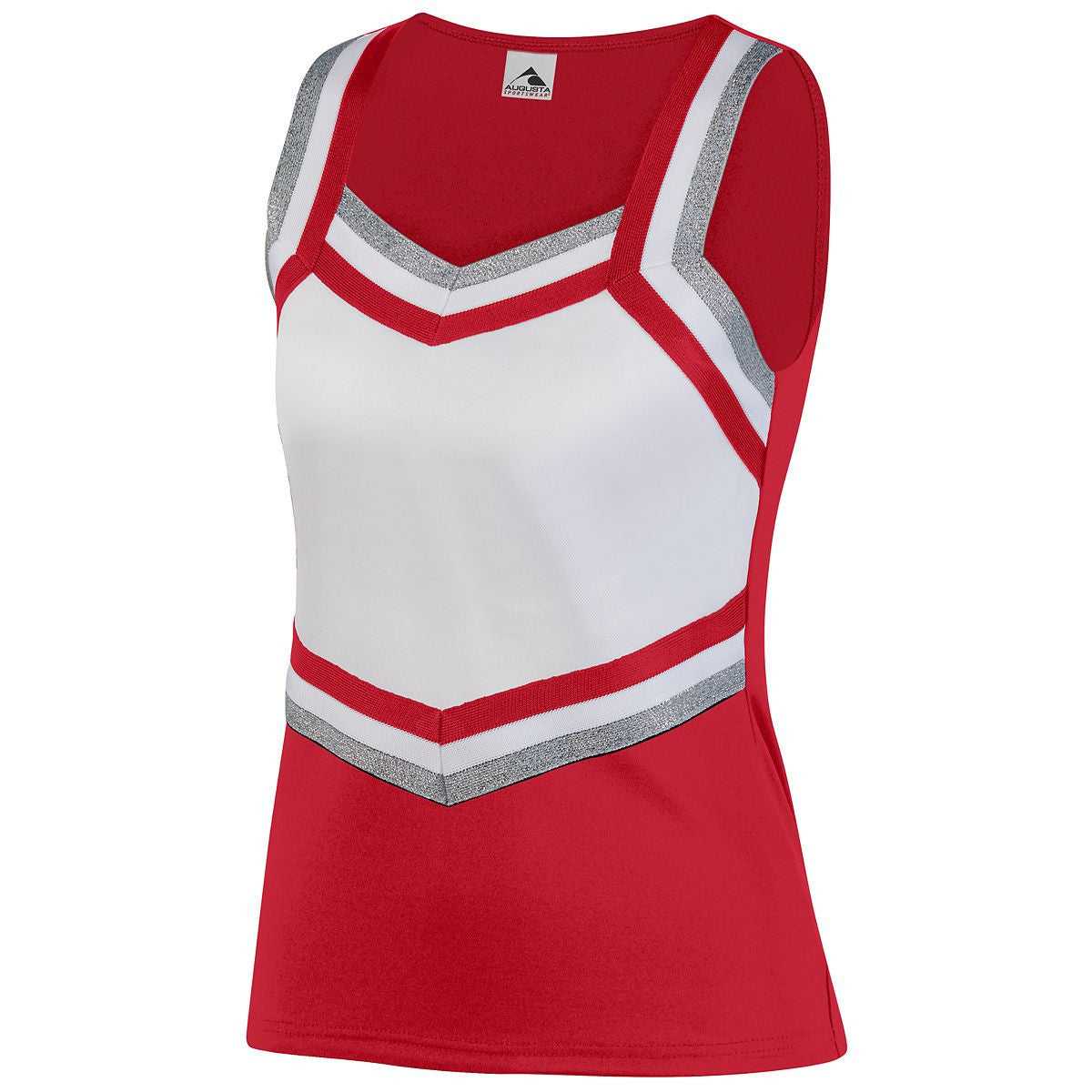 Augusta 9141 Girl&#39;s Pike Shell - Red White Metallic Silver - HIT a Double