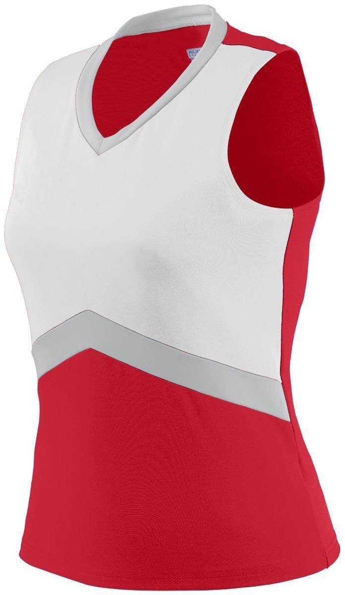 Augusta 9200 Ladies Cheerflex Shell - Red White Light Gray - HIT a Double