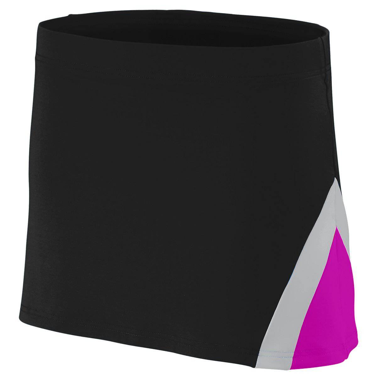 Augusta 9205 Ladies Cheerflex Skirt - Black Power Pink Metallic Silver - HIT a Double