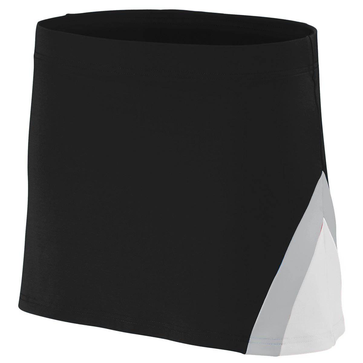 Augusta 9206 Girls Cheerflex Skirt - Black White Light Gray - HIT a Double