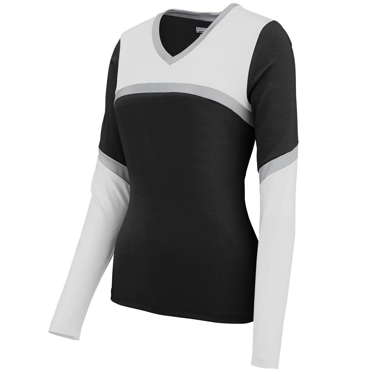Augusta 9210 Ladies Cheerflex Rise Up Shell - Black White Silver - HIT a Double