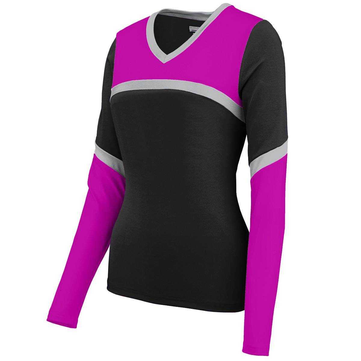 Augusta 9211 Girls Cheerflex Rise Up Shell - Black Pink Light Gray - HIT a Double