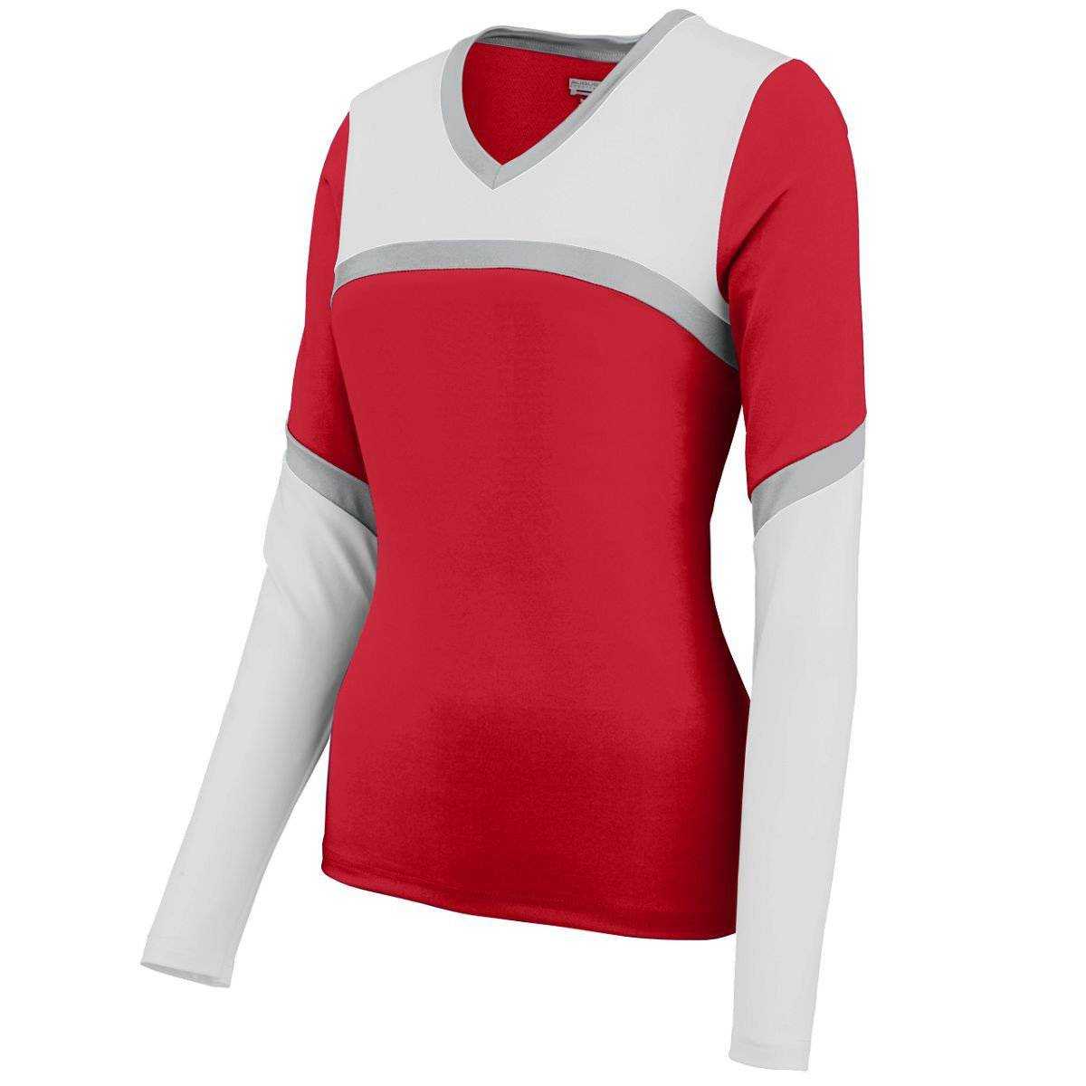 Augusta 9211 Girls Cheerflex Rise Up Shell - Red White Light Gray - HIT a Double