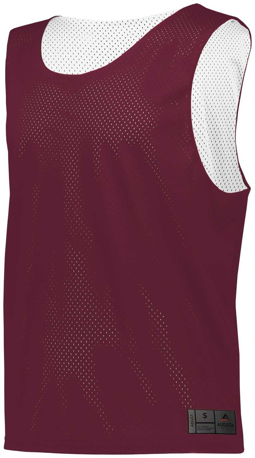 Augusta 9717 Mesh Reversible Pinnie - Maroon White - HIT a Double