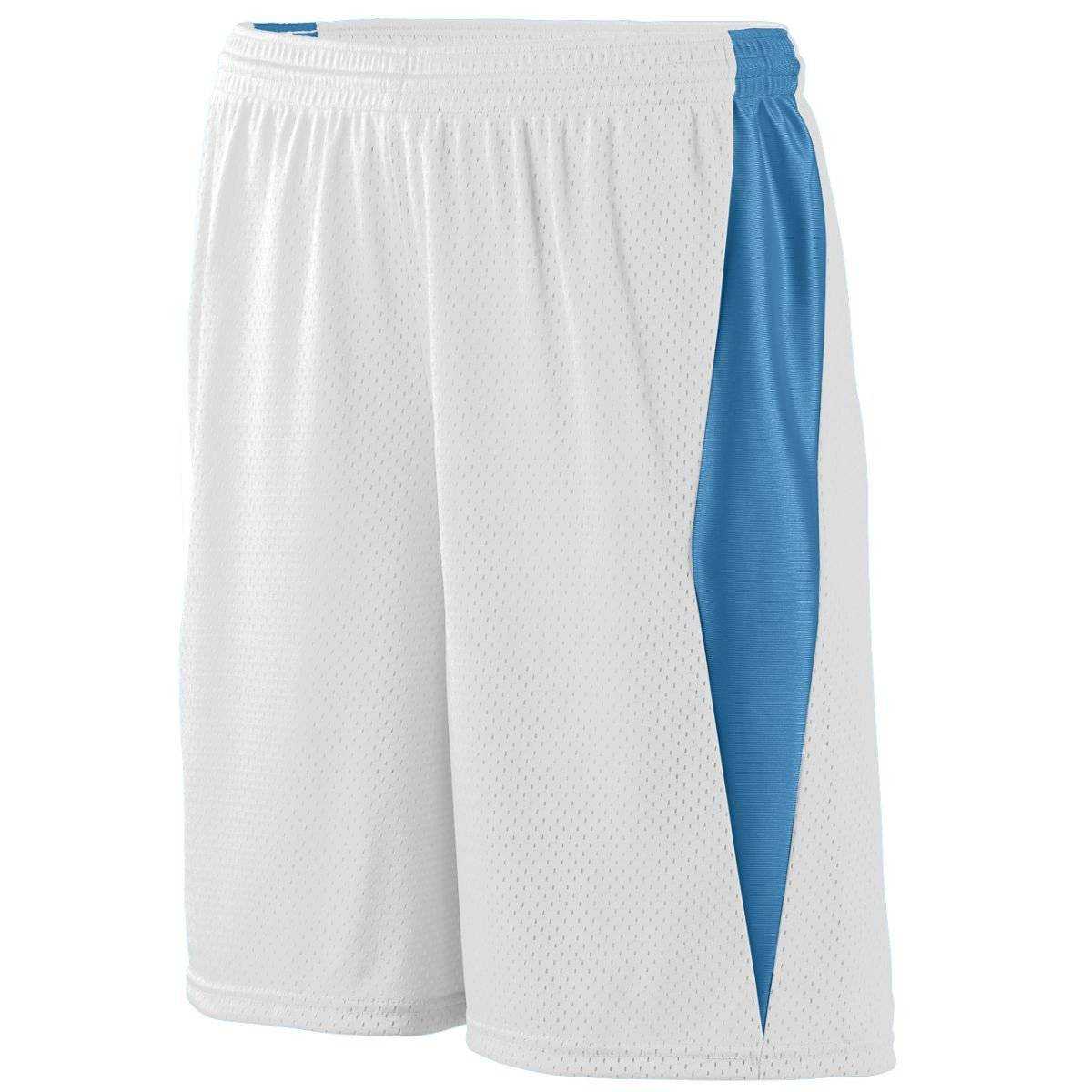 Augusta 9736 Top Score Short Youth - White Columbia Blue - HIT a Double