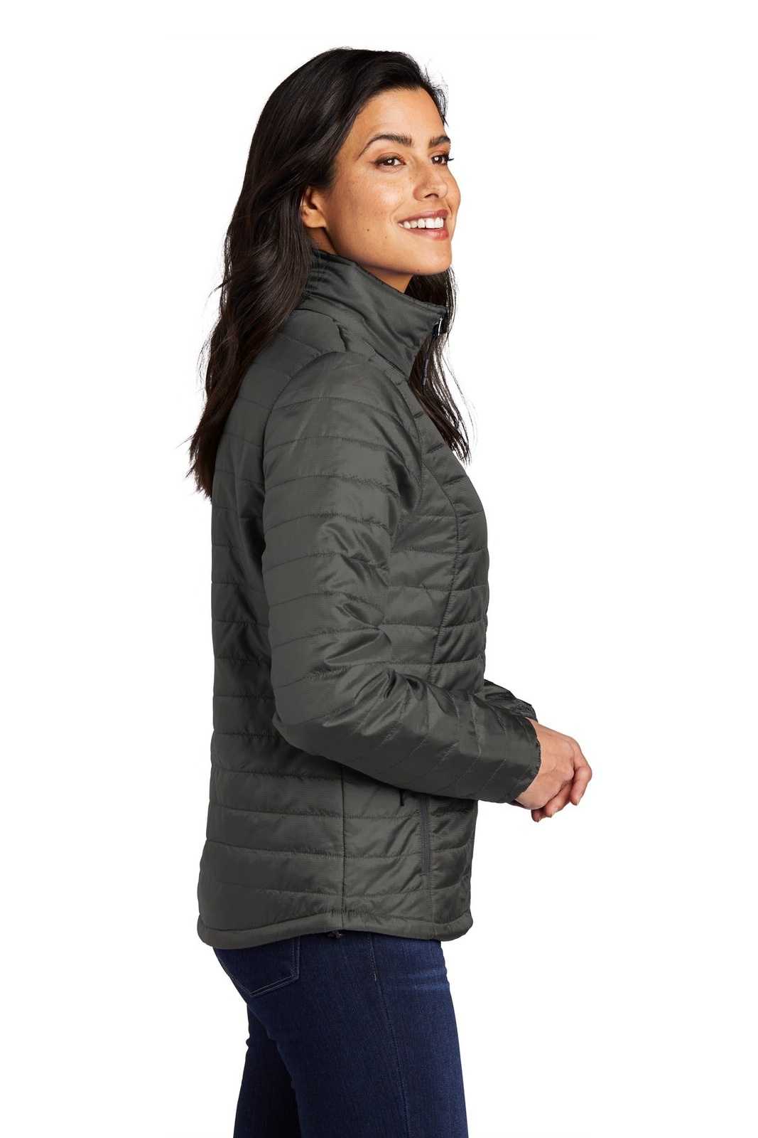 Port Authority L850 Port AuthorityLadies Packable Puffy Jacket - Sterling Gray Graphite - HIT a Double - 3