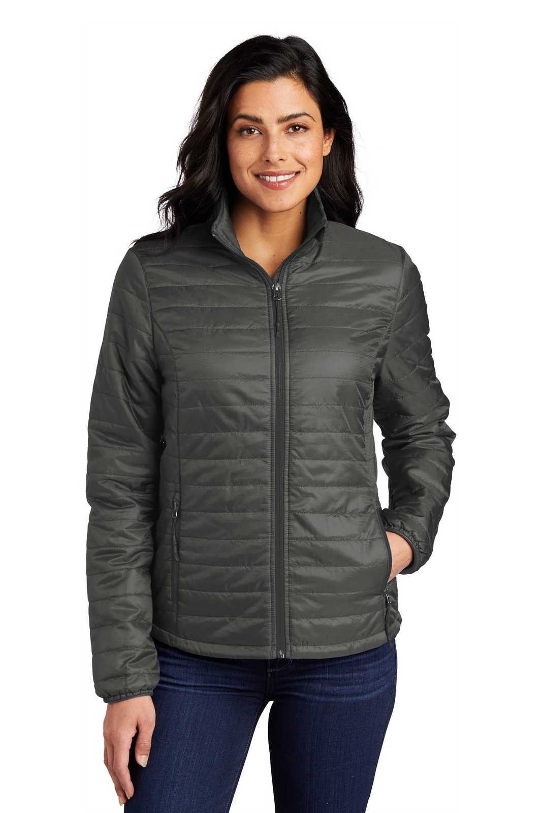 Port Authority L850 Port AuthorityLadies Packable Puffy Jacket - Sterling Gray Graphite - HIT a Double - 1