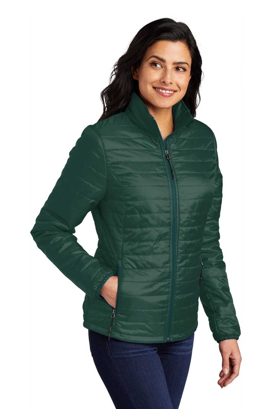 Port Authority L850 Port AuthorityLadies Packable Puffy Jacket - Tree Green Marine Green - HIT a Double - 4