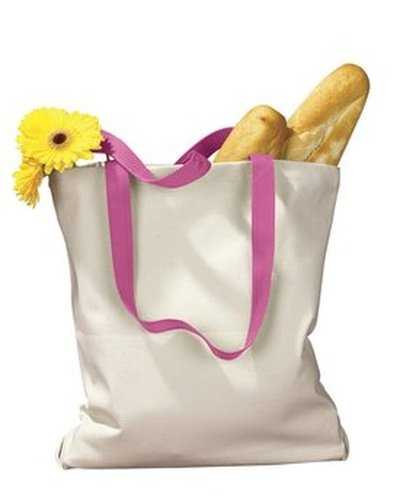 BAGedge BE010 Canvas Tote with Contrasting Handles - Natural Hot Pink - HIT a Double