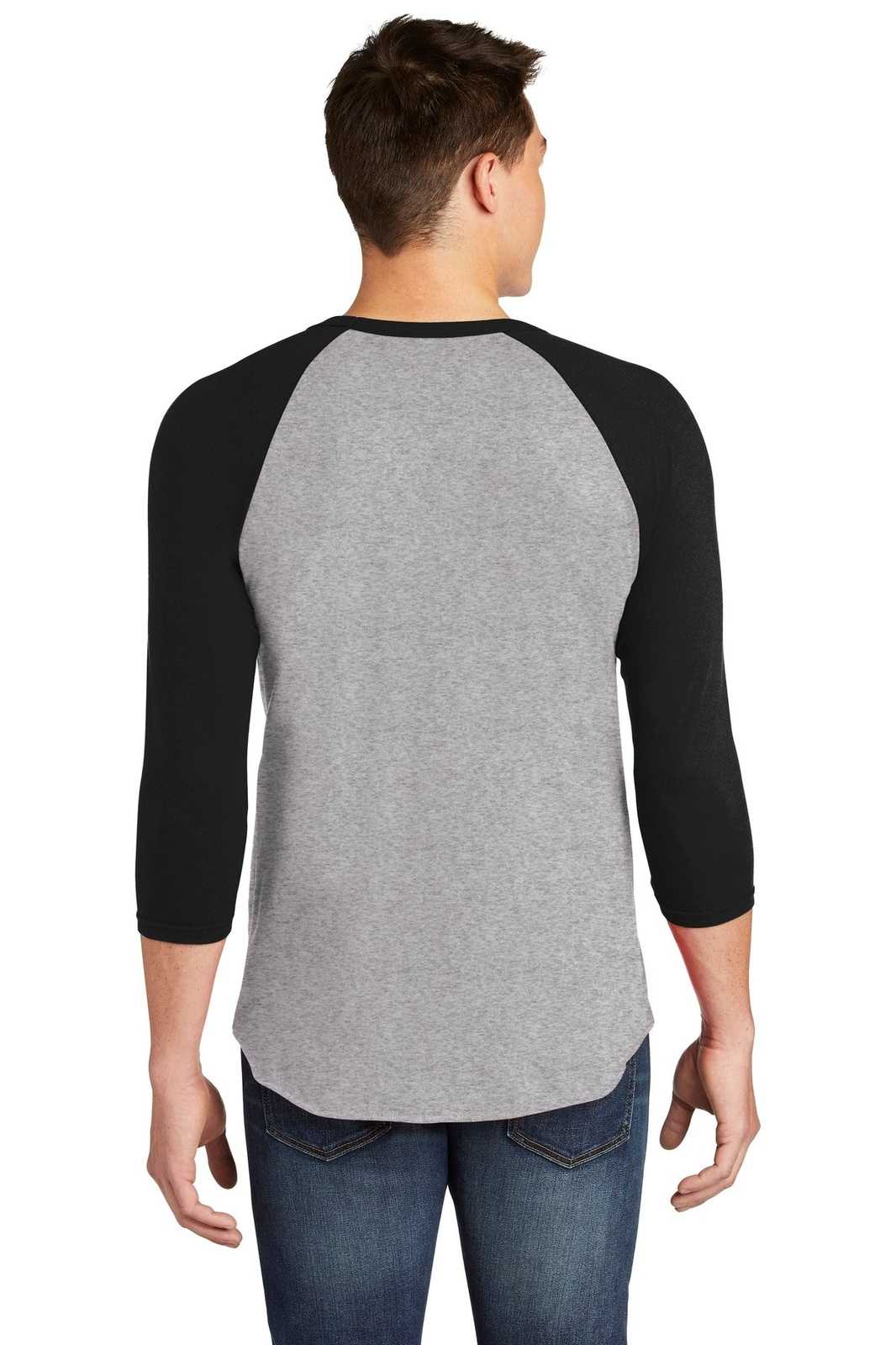 American Apparel BB453W Poly-Cotton 3/4-Sleeve Raglan T-Shirt - Heather Gray/ Black - HIT a Double