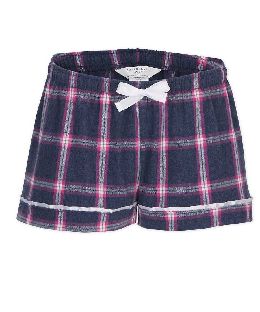 Boxercraft BW6501 Women's Flannel Shorts - Navy Pink Tomboy Plaid - HIT a Double - 1