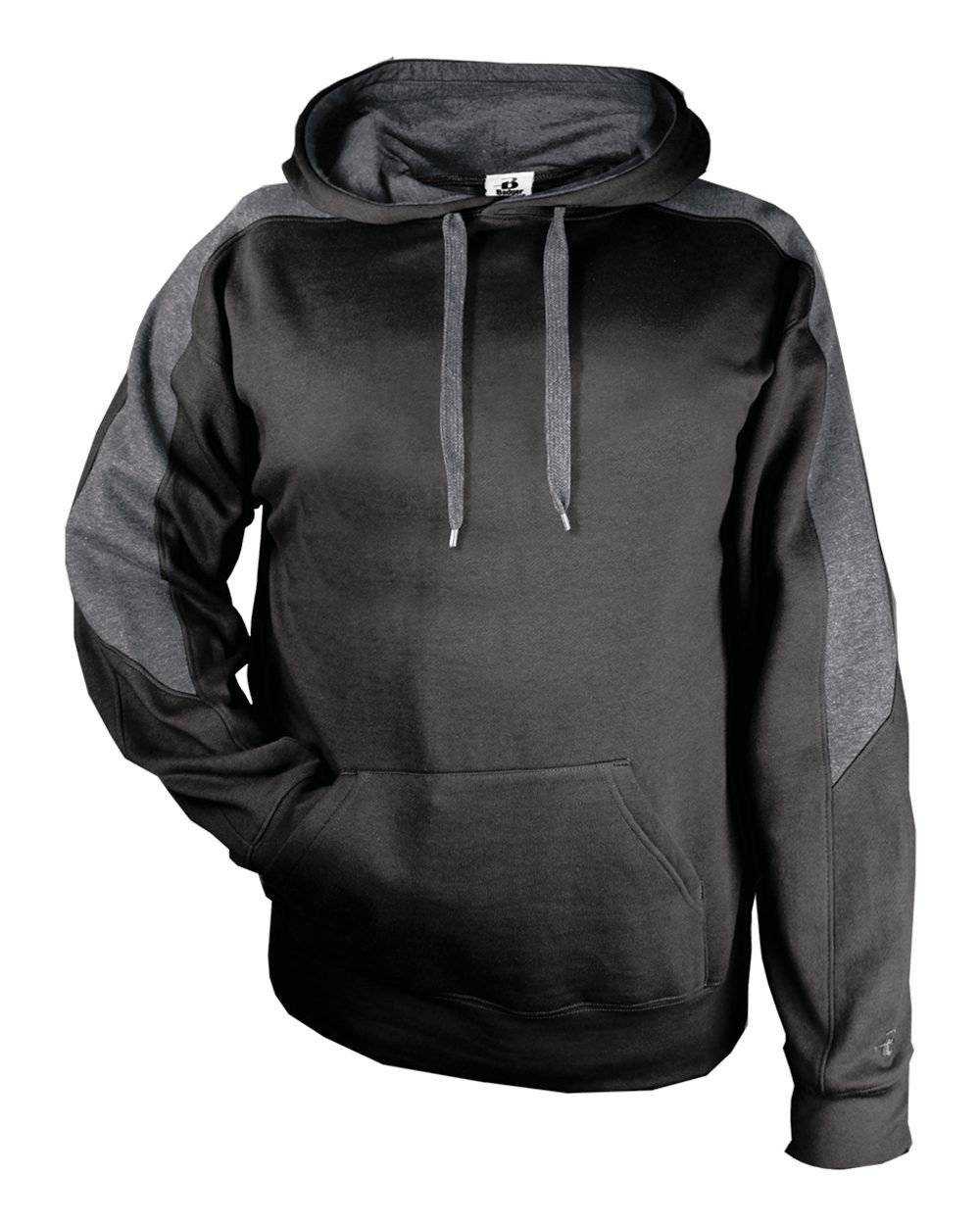 Badger Sport 1265 Saber Hoodie - Black Charcoal - HIT a Double - 1