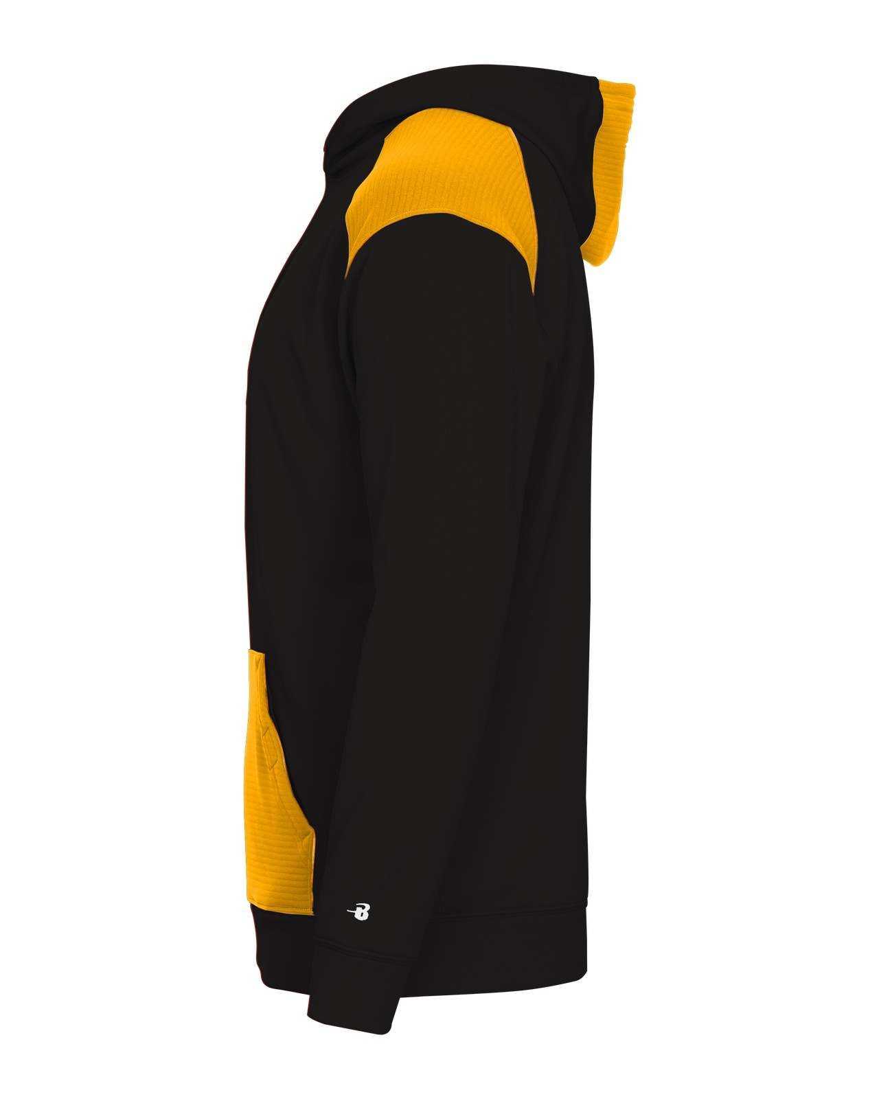 Badger Sport 1440 Breakout Performance Fleece Hoodie - Black Gold - HIT a Double - 1