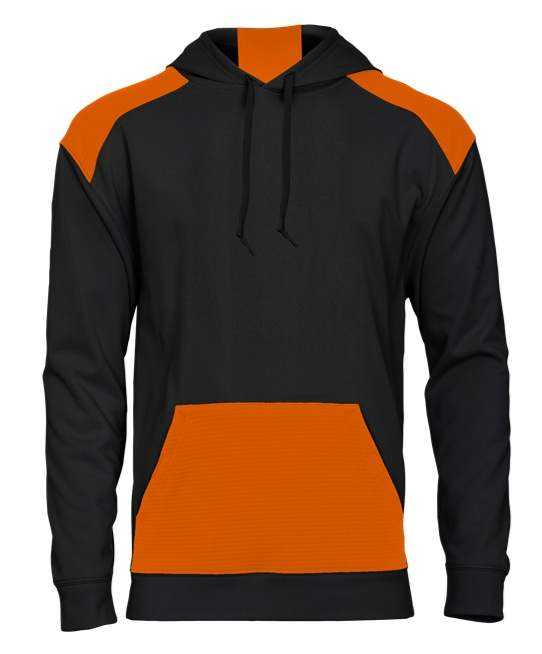 Badger Sport 1440 Breakout Performance Fleece Hoodie - Black Safety Orange - HIT a Double - 1