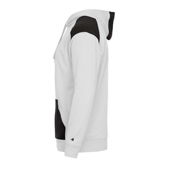 Badger Sport 1440 Breakout Performance Fleece Hoodie - White Black - HIT a Double - 2