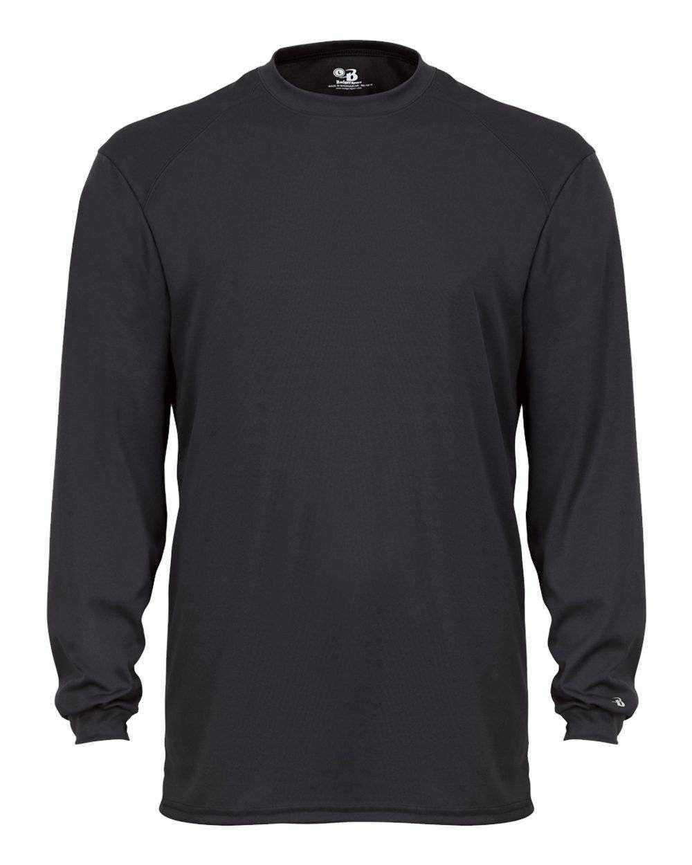 Badger Sport 2104 Youth B-Core Long Sleeve Tee - Black - HIT a Double - 1