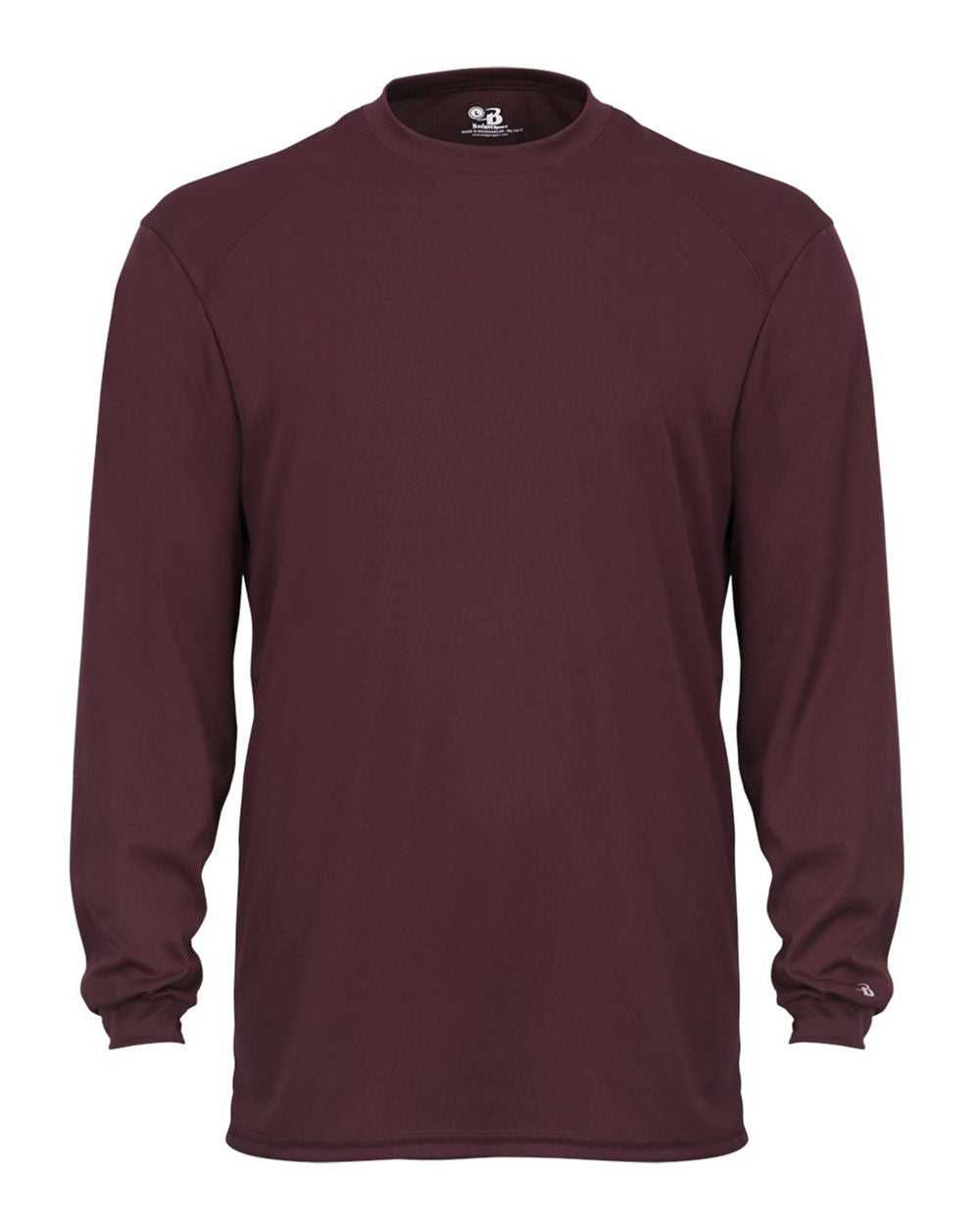 Badger Sport 2104 Youth B-Core Long Sleeve Tee - Maroon - HIT a Double - 1