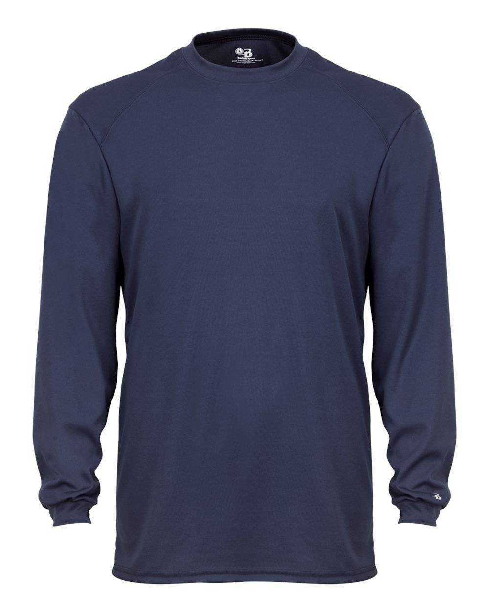 Badger Sport 2104 Youth B-Core Long Sleeve Tee - Navy - HIT a Double - 1