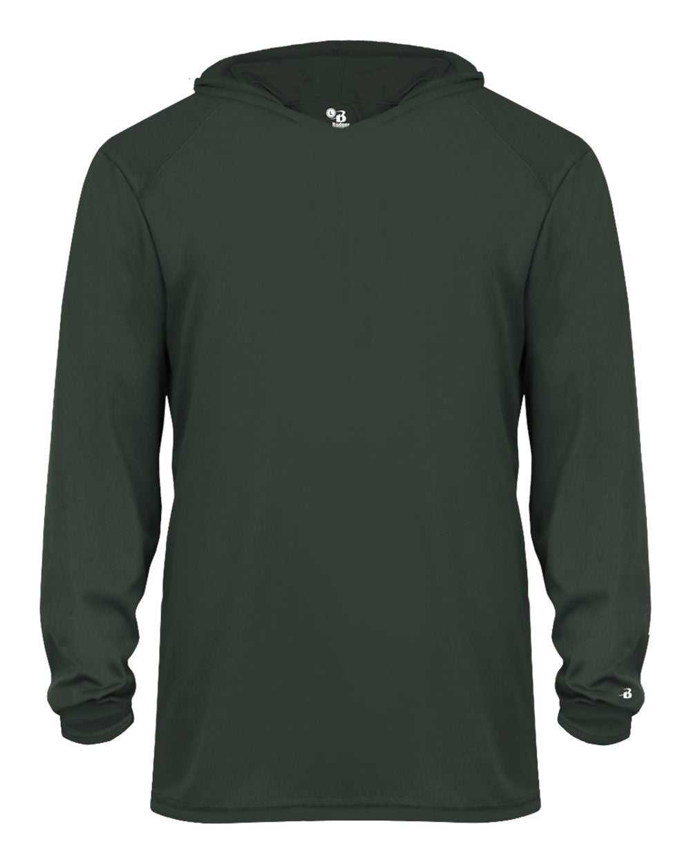 Badger Sport 2105 B-Core Long Sleeve Youth Hoodie Tee - Forest - HIT a Double - 1