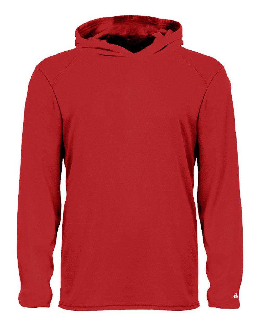 Badger Sport 2105 B-Core Long Sleeve Youth Hoodie Tee - Red - HIT a Double - 1