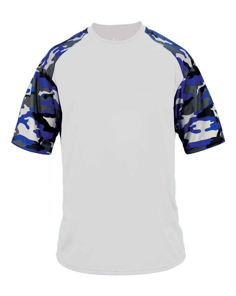 Badger Sport 2141 Camo Sport Youth Tee - White Royal Camo - HIT a Double - 1
