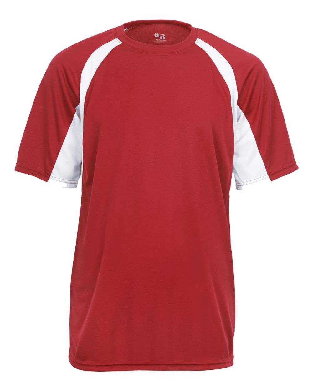 Badger Sport 2144 Youth Hook Tee - Red White - HIT a Double - 1