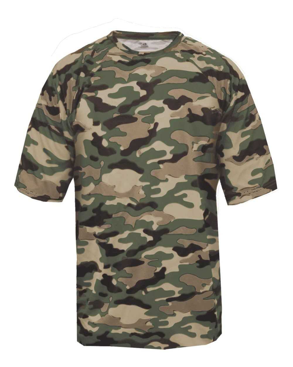Badger Sport 2181 Camo Youth Tee - OD Green Camo - HIT a Double - 1