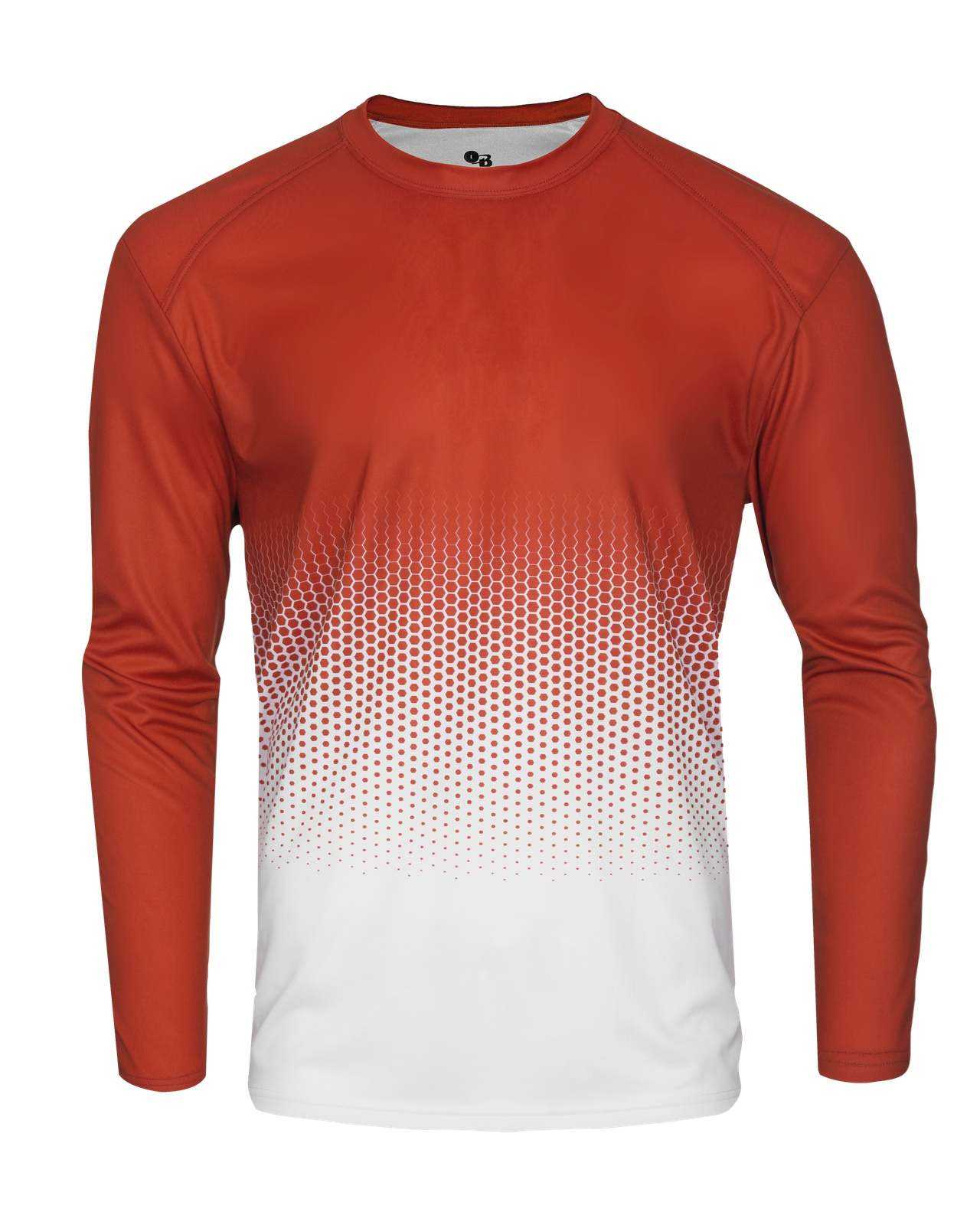 Badger Sport 2224 Hex Youth Long Sleeve Tee - Orange Hex - HIT a Double - 1