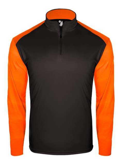 Badger Sport 2231 Breakout Youth 1/4 Zip - Black Safety Orange - HIT a Double - 1