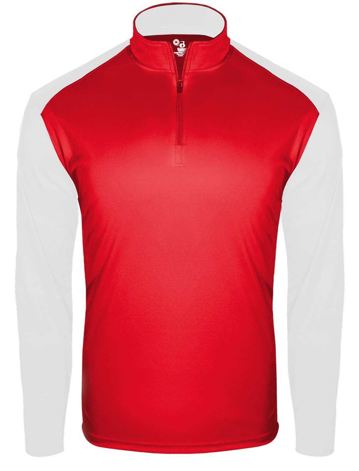 Badger Sport 2231 Breakout Youth 1/4 Zip - Red White - HIT a Double - 1
