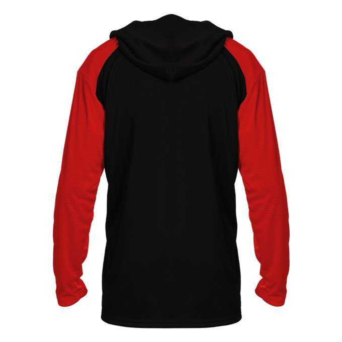 Badger Sport 2235 Breakout Youth Hoodie Tee - Black Red - HIT a Double - 3