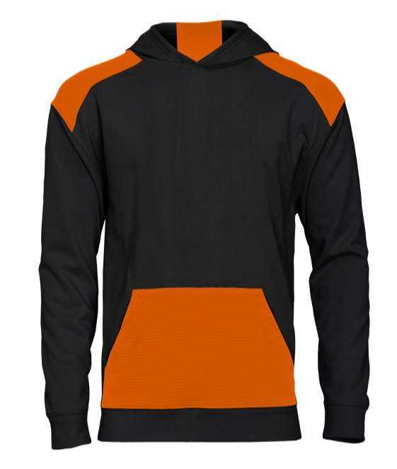 Badger Sport 2440 Breakout Performance Fleece Youth Hoodie - Black Safety Orange - HIT a Double - 1