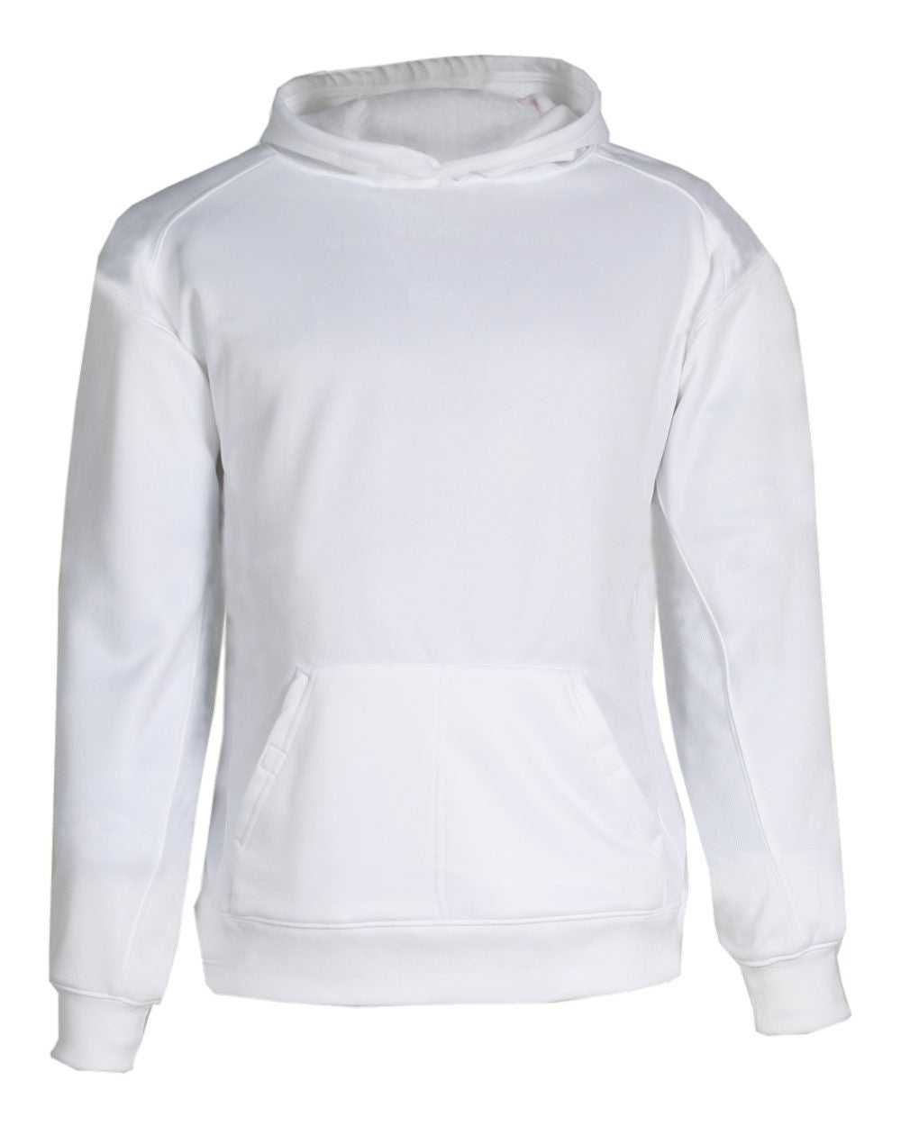 Badger Sport 2454 Poly Fleece Youth Hoodie - White - HIT a Double - 1