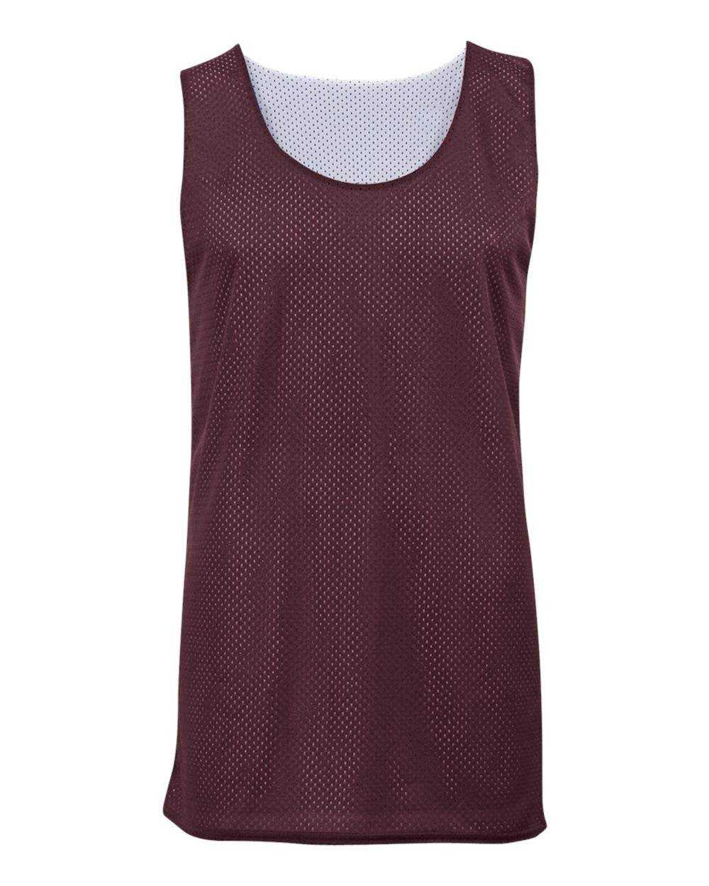 Badger Sport 2529 Youth Mesh Reversible Tank - Maroon White - HIT a Double - 1