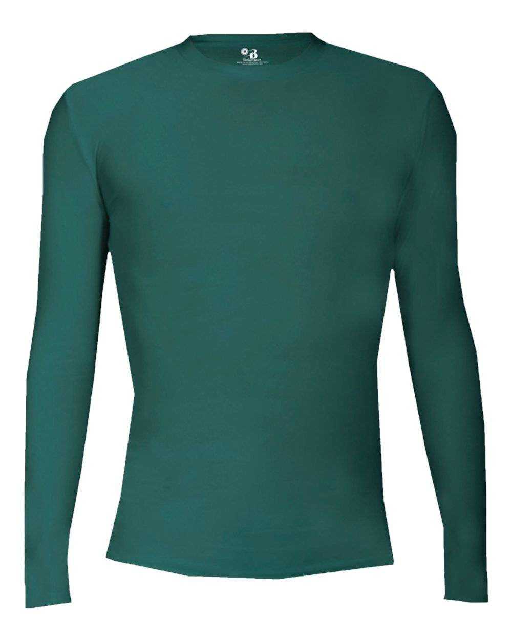 Badger Sport 2605 Pro-compression Long Sleeve Youth Crew - Forest - HIT a Double - 1