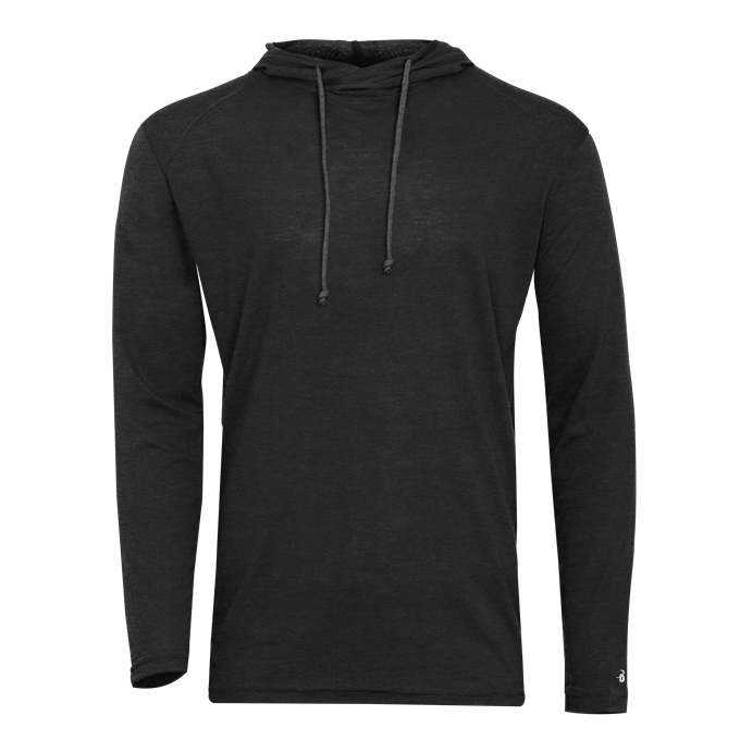 Badger Sport 2905 Tri-Blend Surplice Youth Hoodie - Black Heather - HIT a Double - 1