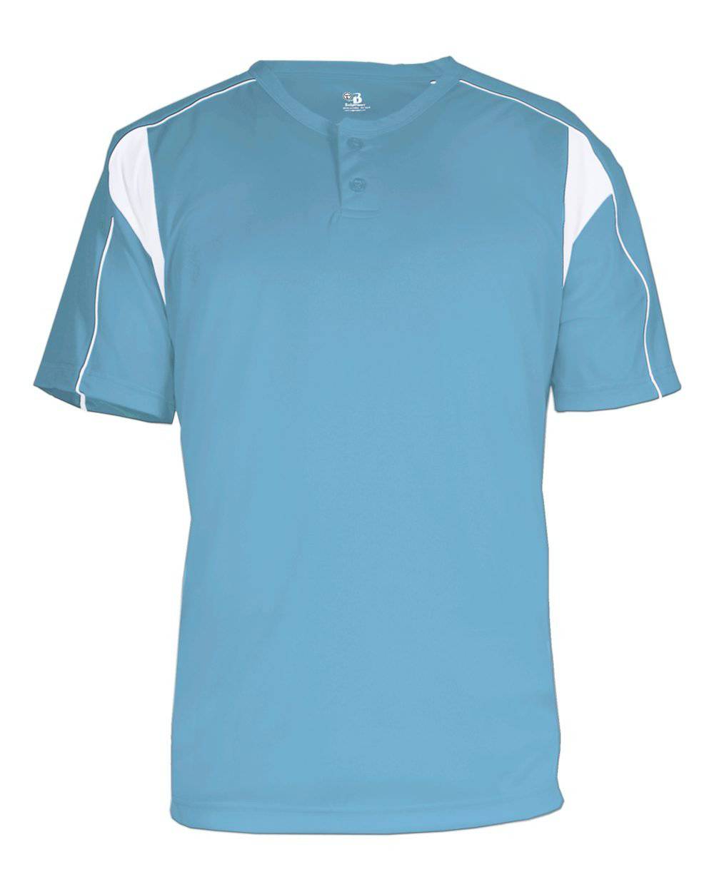 Badger Sport 2937 Youth Pro Placket - Columbia Blue White - HIT a Double - 1
