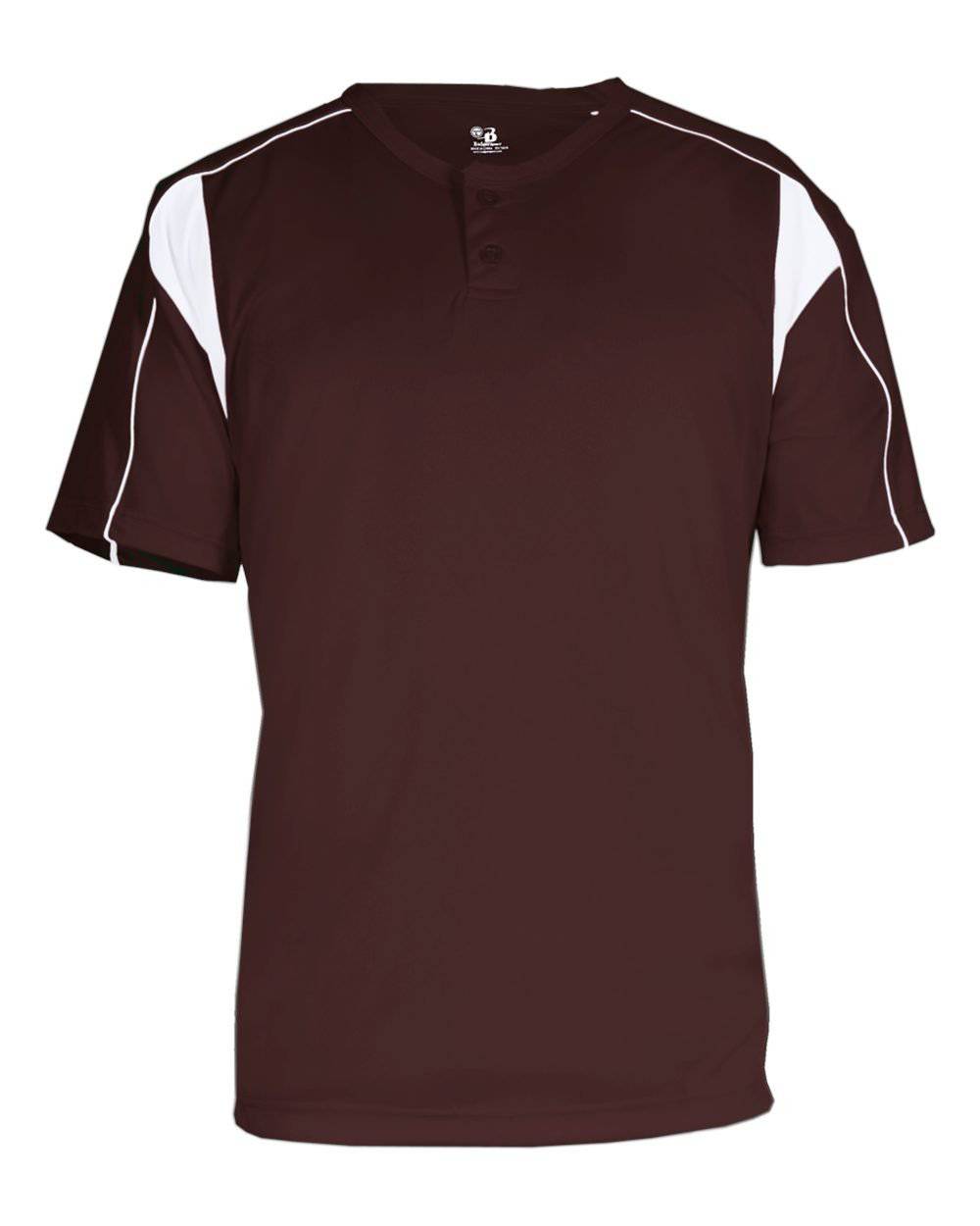 Badger Sport 2937 Youth Pro Placket - Maroon White - HIT a Double - 1