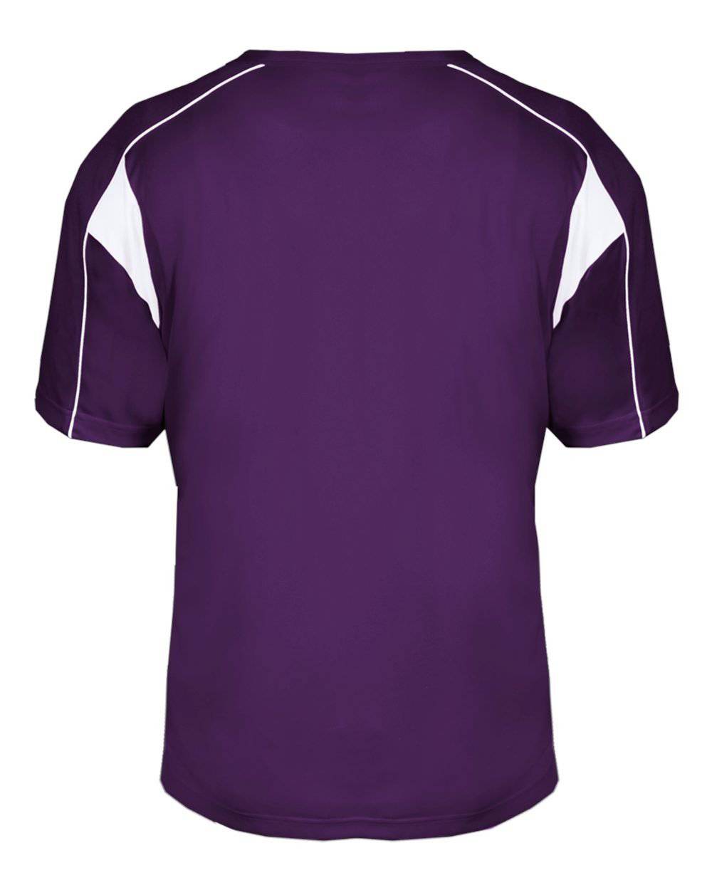 Badger Sport 2937 Youth Pro Placket - Purple White - HIT a Double - 3
