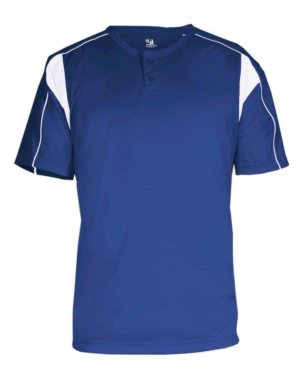 Badger Sport 2937 Youth Pro Placket - Royal White - HIT a Double - 1