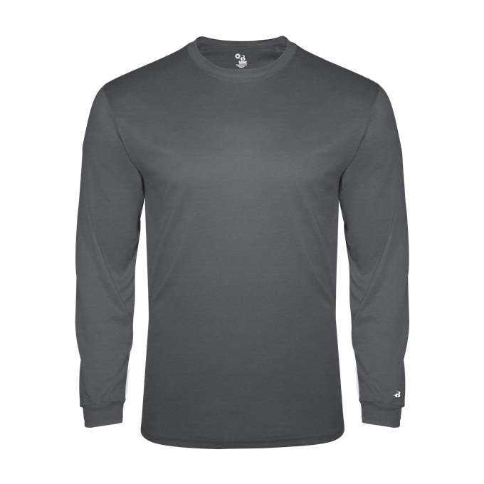 Badger Sport 2944 Tri-Blend Long Sleeve Youth Tee - Graphite Heather - HIT a Double - 1