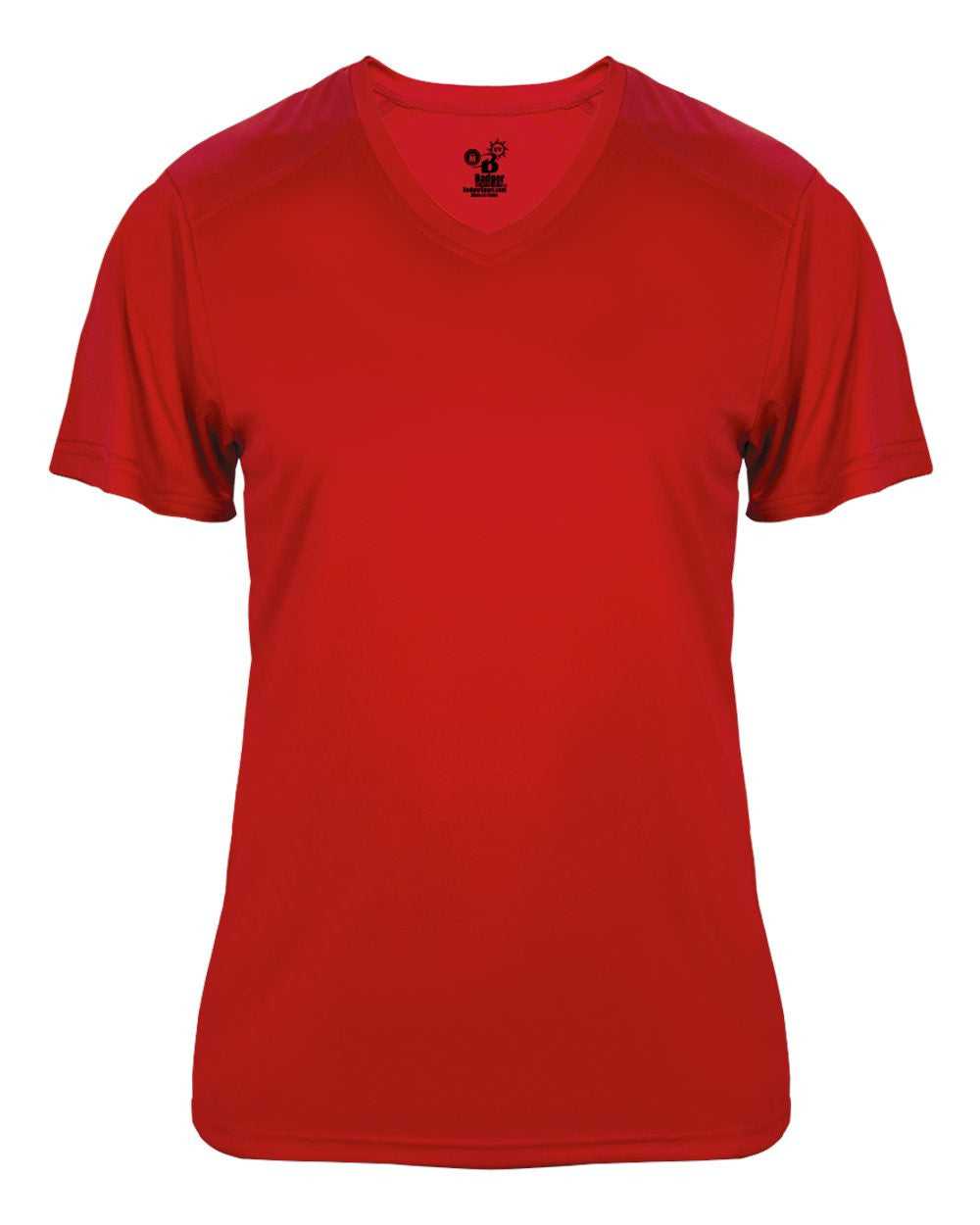 Badger Sport 4062 Ultimate Softlock Ladies V-neck Short Sleeve Tee - Red - HIT a Double - 1